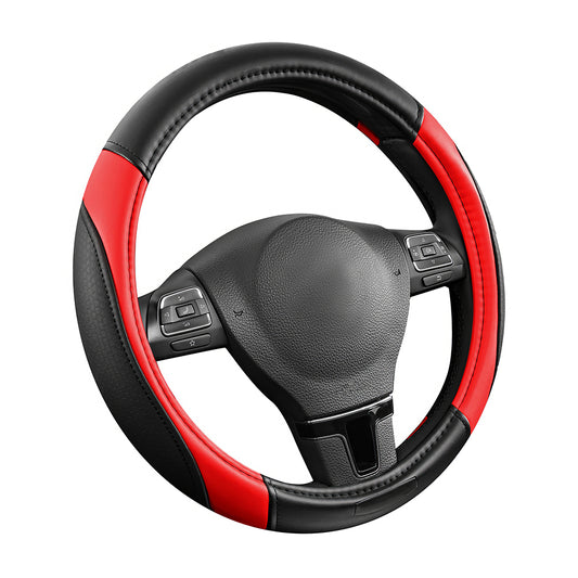 Universal 14.5"-15" Leather Steering Wheel Cover, Anti-Slip & Breathable