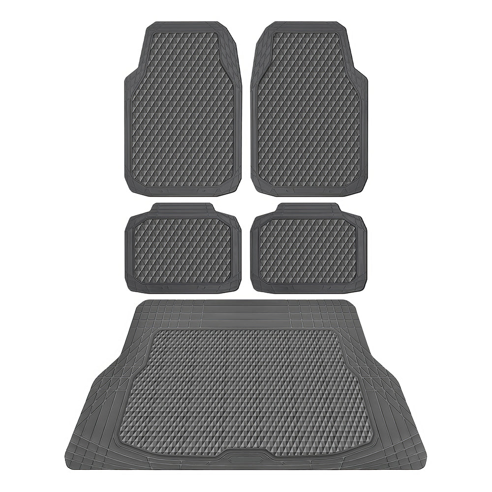 4PCS Black Rubber Car Floor Mats, All-Weather Waterproof Universal Fit