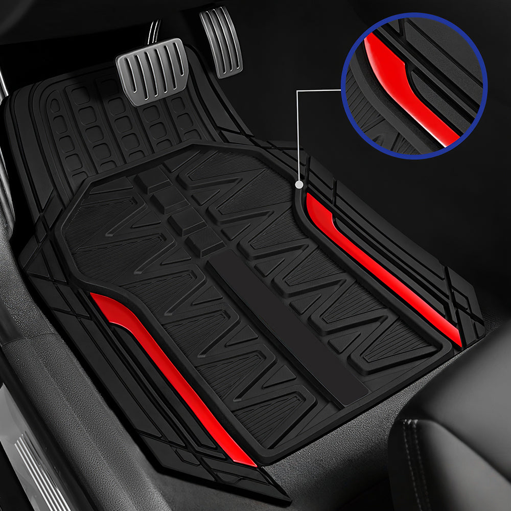 Heavy Duty All-Weather Rubber Car Floor Mats, Trim-to-Fit Universal Set