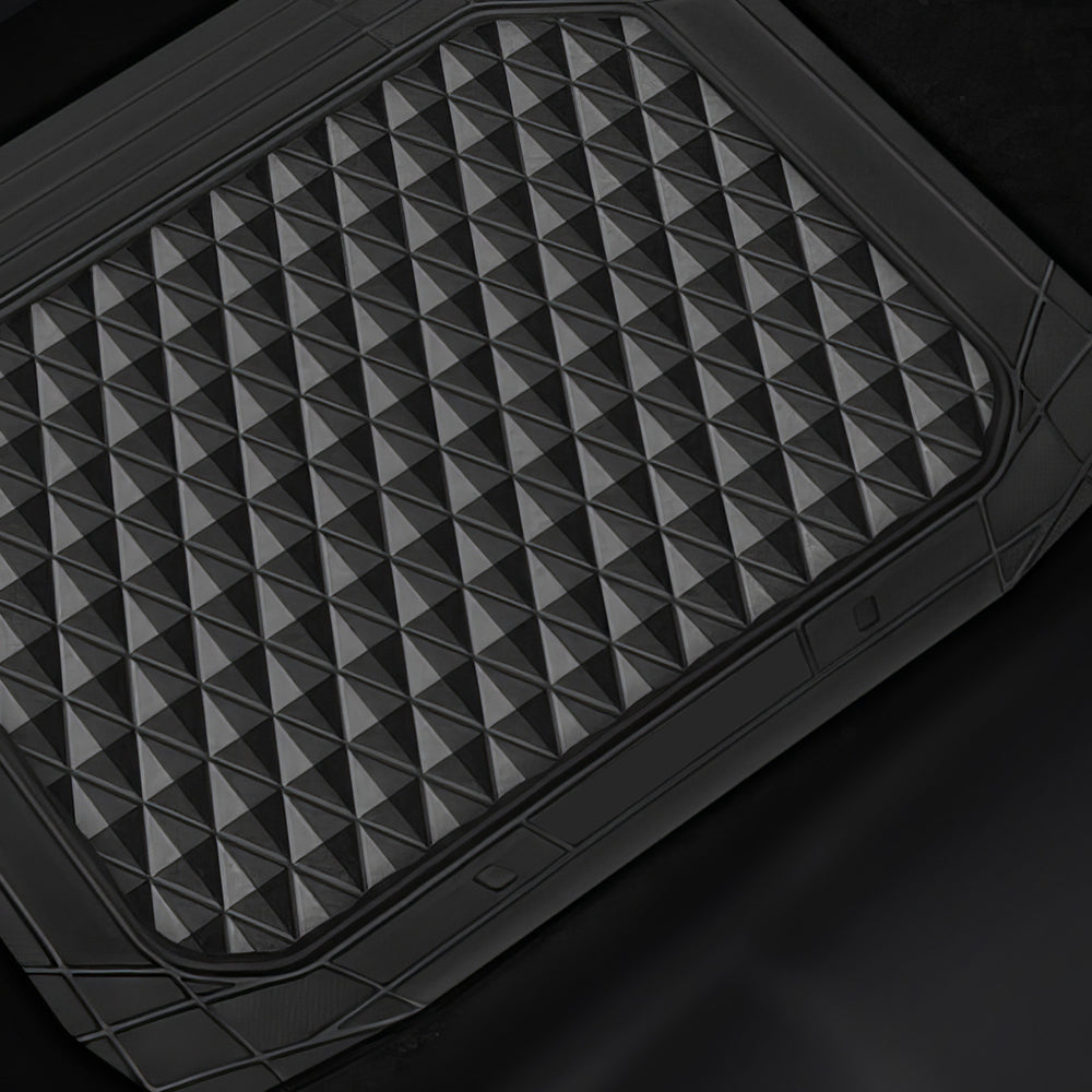 4PCS Black Rubber Car Floor Mats, All-Weather Waterproof Universal Fit