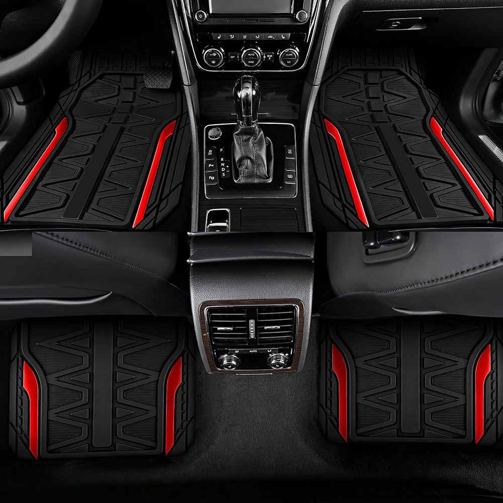 Heavy Duty All-Weather Rubber Car Floor Mats, Trim-to-Fit Universal Set