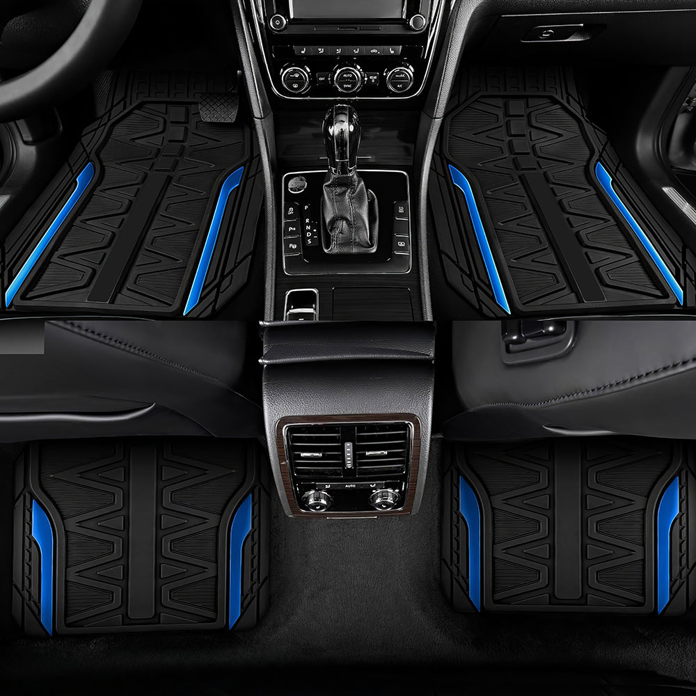 Heavy Duty All-Weather Rubber Car Floor Mats, Trim-to-Fit Universal Set