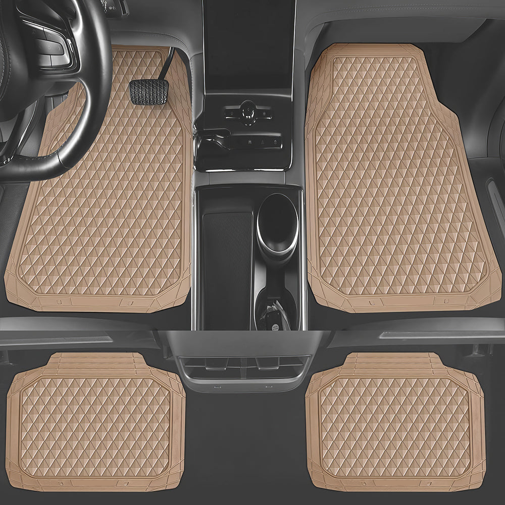 4PCS Black Rubber Car Floor Mats, All-Weather Waterproof Universal Fit
