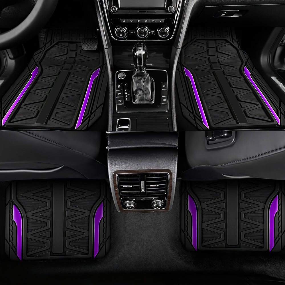 Heavy Duty All-Weather Rubber Car Floor Mats, Trim-to-Fit Universal Set
