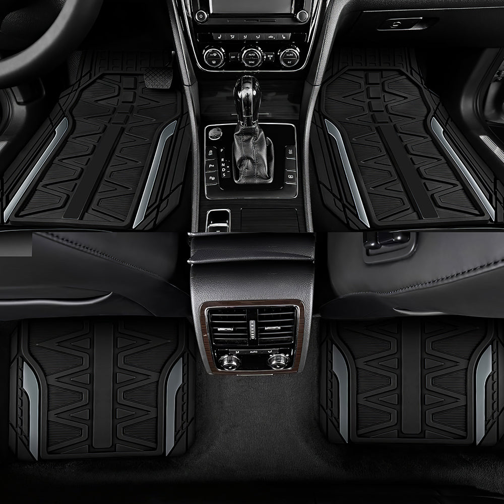 Heavy Duty All-Weather Rubber Car Floor Mats, Trim-to-Fit Universal Set