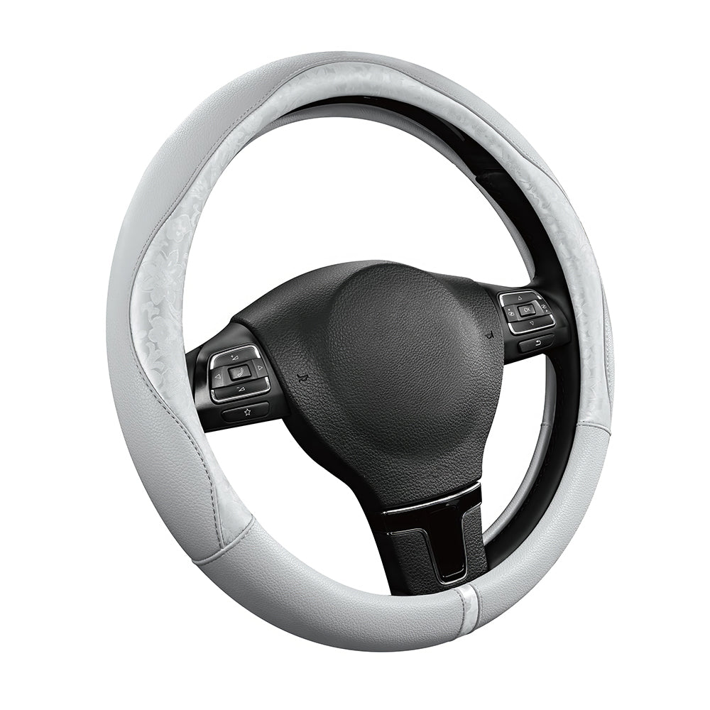 Gold Pattern PU Leather Steering Wheel Cover, Universal 14.5"β15.5"