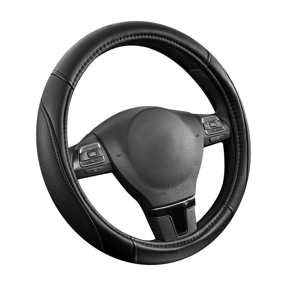 Universal 14.5"-15" Leather Steering Wheel Cover, Anti-Slip & Breathable