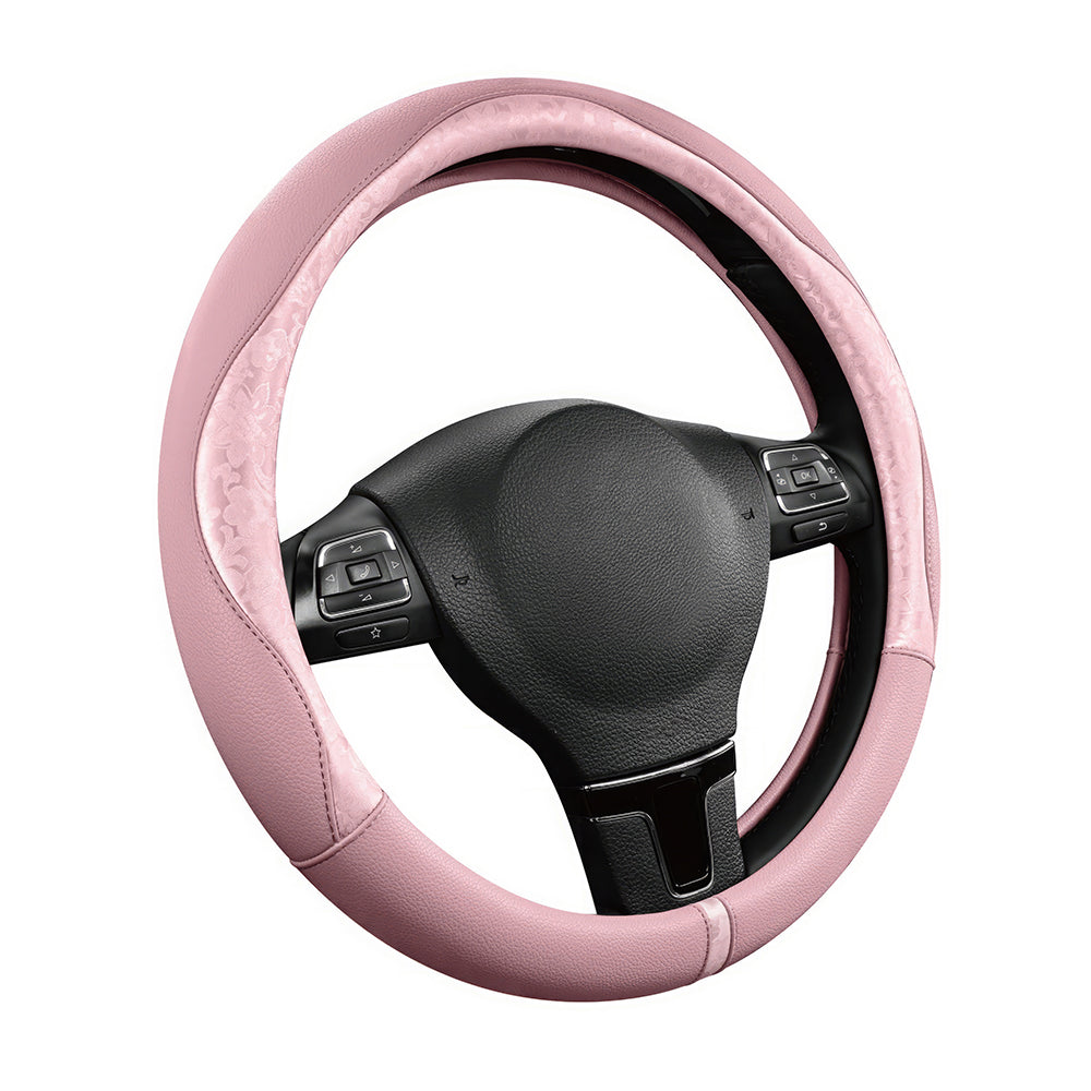 Gold Pattern PU Leather Steering Wheel Cover, Universal 14.5"β15.5"