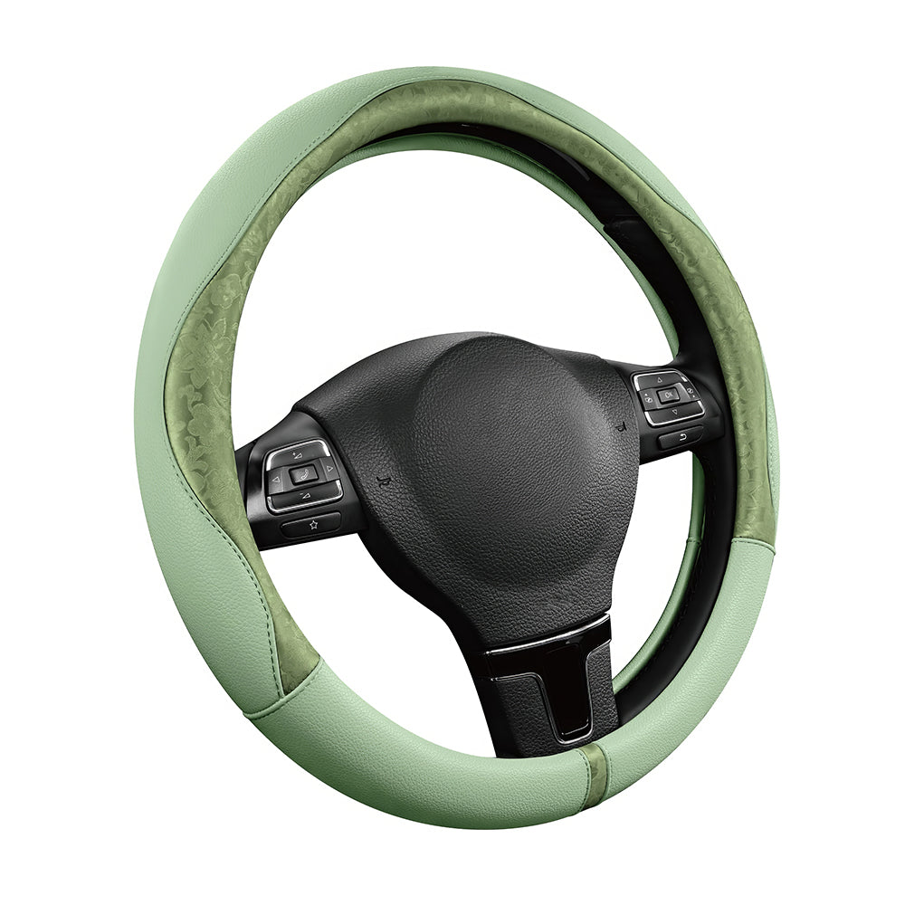 Gold Pattern PU Leather Steering Wheel Cover, Universal 14.5"β15.5"