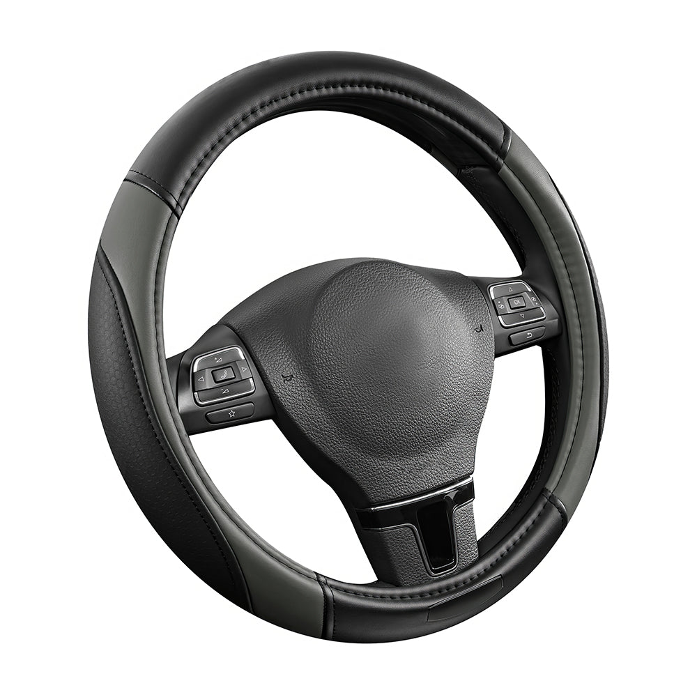 Universal 14.5"-15" Leather Steering Wheel Cover, Anti-Slip & Breathable