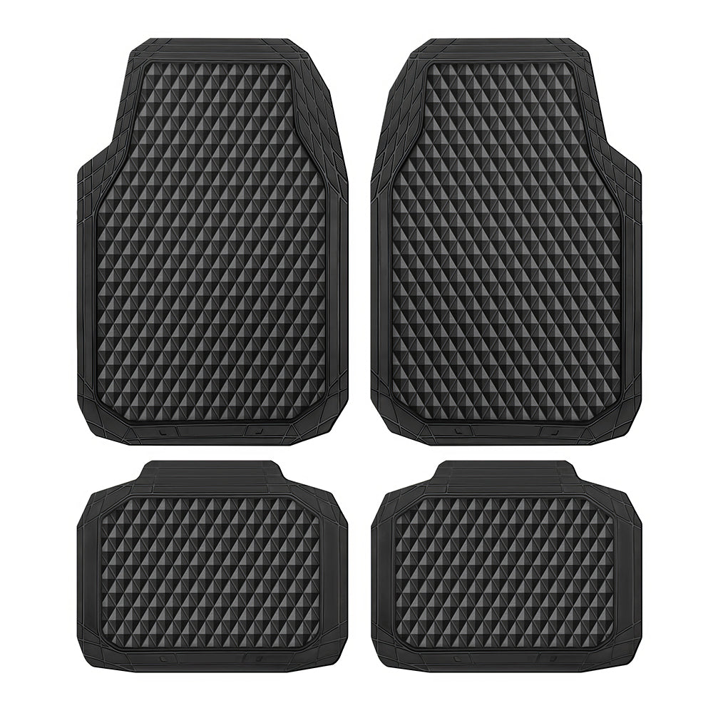 4PCS Black Rubber Car Floor Mats, All-Weather Waterproof Universal Fit