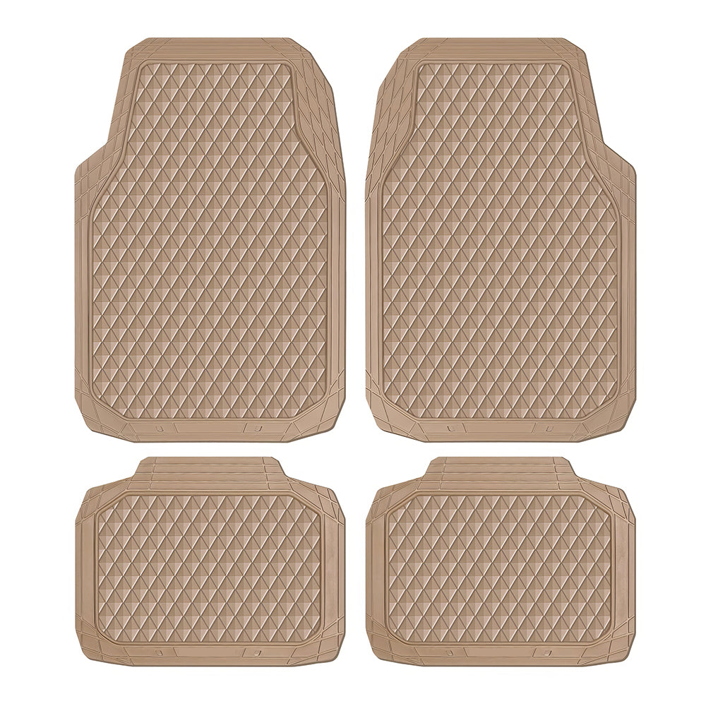 4PCS Black Rubber Car Floor Mats, All-Weather Waterproof Universal Fit