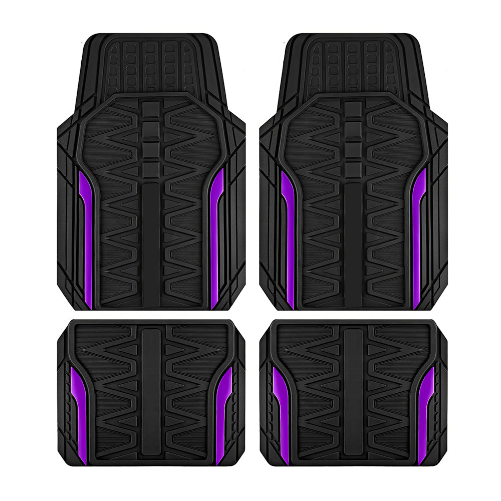 Heavy Duty All-Weather Rubber Car Floor Mats, Trim-to-Fit Universal Set
